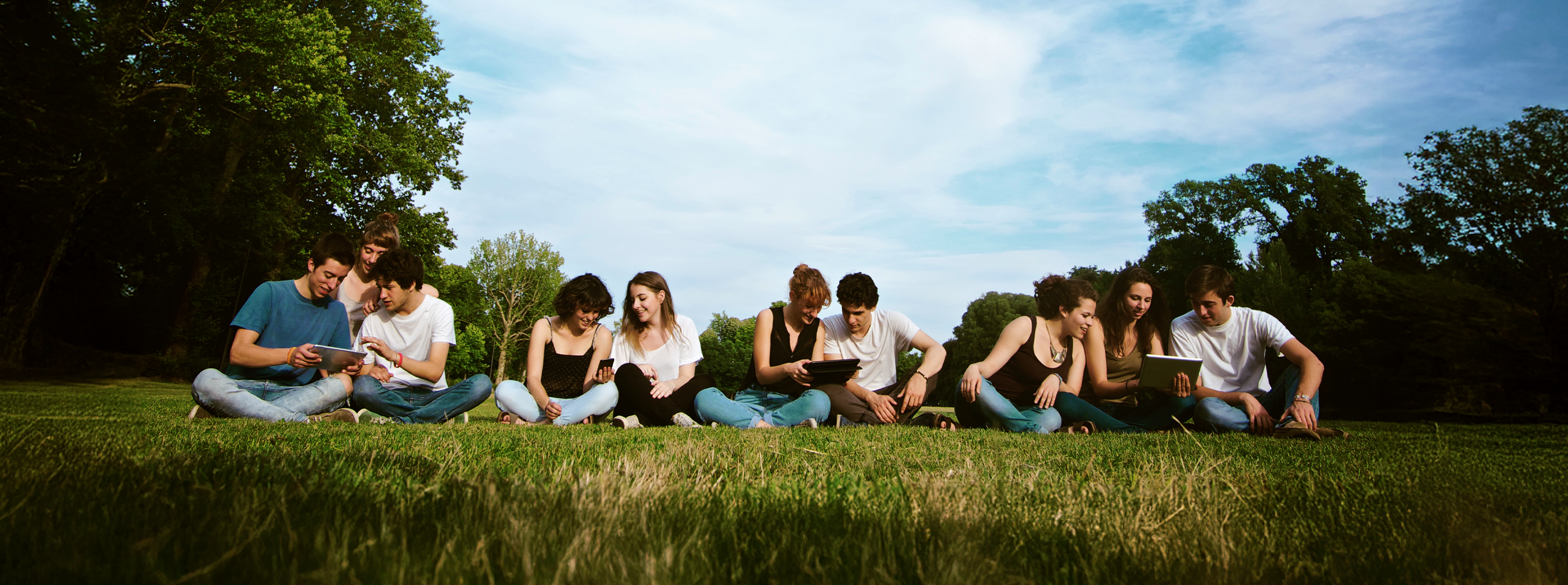 Group of people looking up