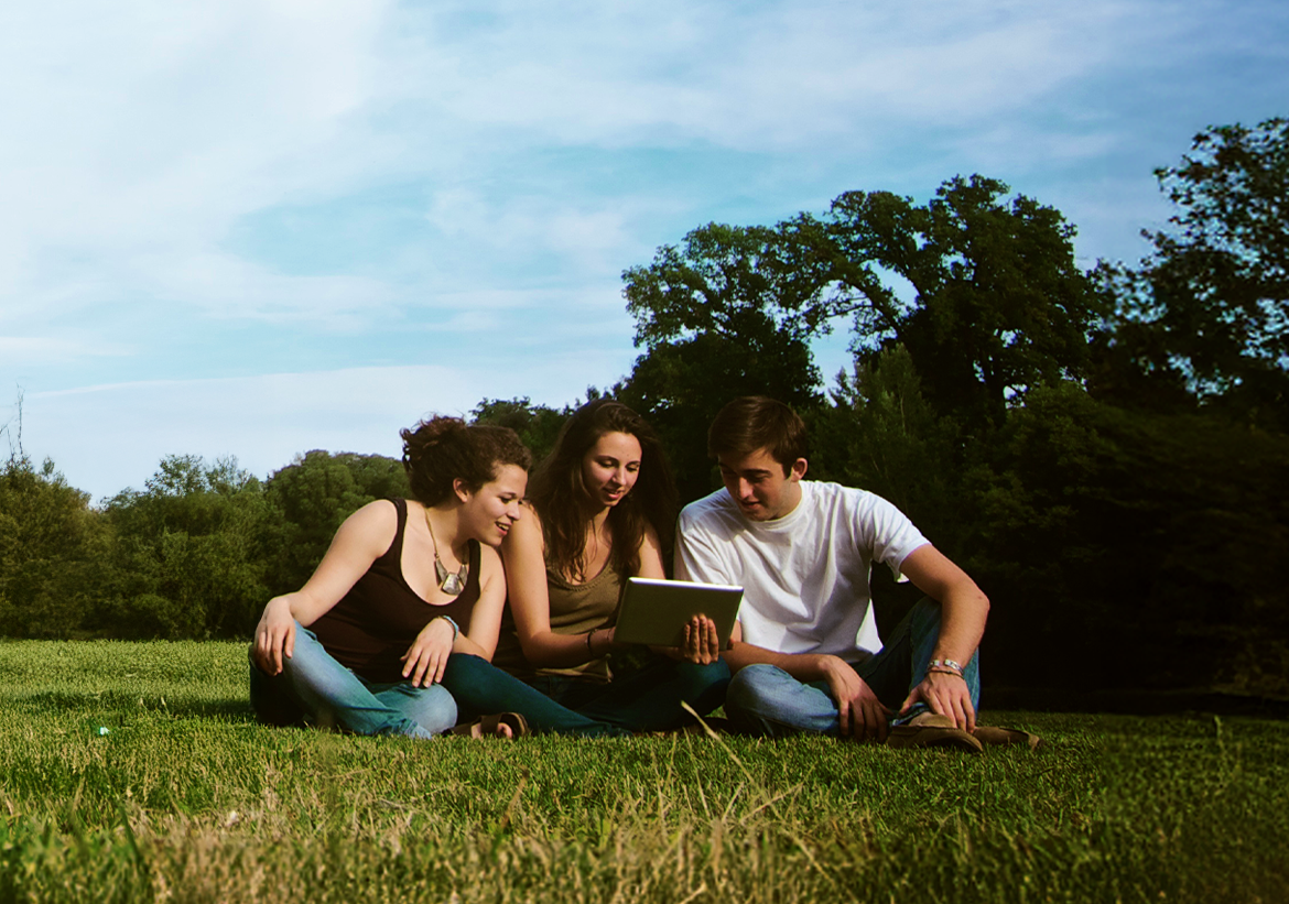 Group of people looking up